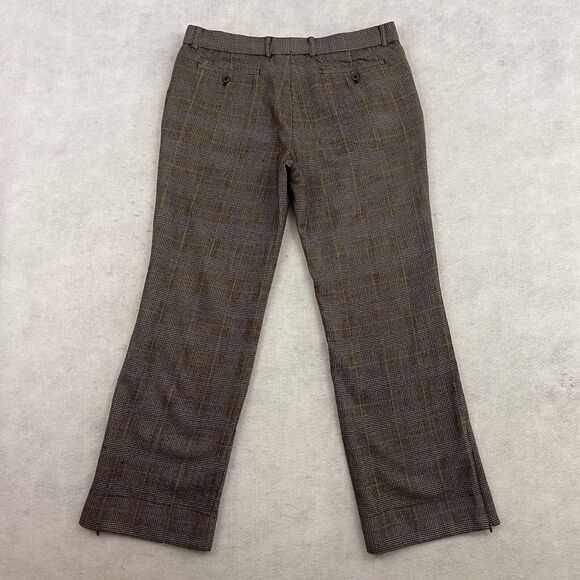 Juicy Couture Pants Womens Size 34 Brown Plaid Wool Tweed Wide Leg Side Zip Hem - Picture 4 of 15